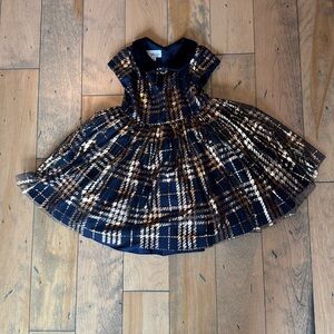 Lk NEW PIPPA and JULIE navy gold plaid dress velvet collar size 5